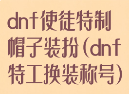 dnf使徒特制帽子装扮(dnf特工换装称号)