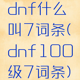 dnf什么叫7词条(dnf100级7词条)