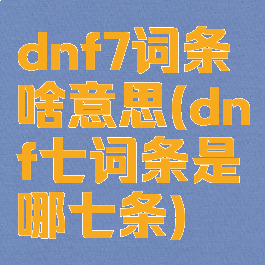dnf7词条啥意思(dnf七词条是哪七条)