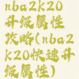 nba2k20升级属性攻略(nba2k20快速升级属性)